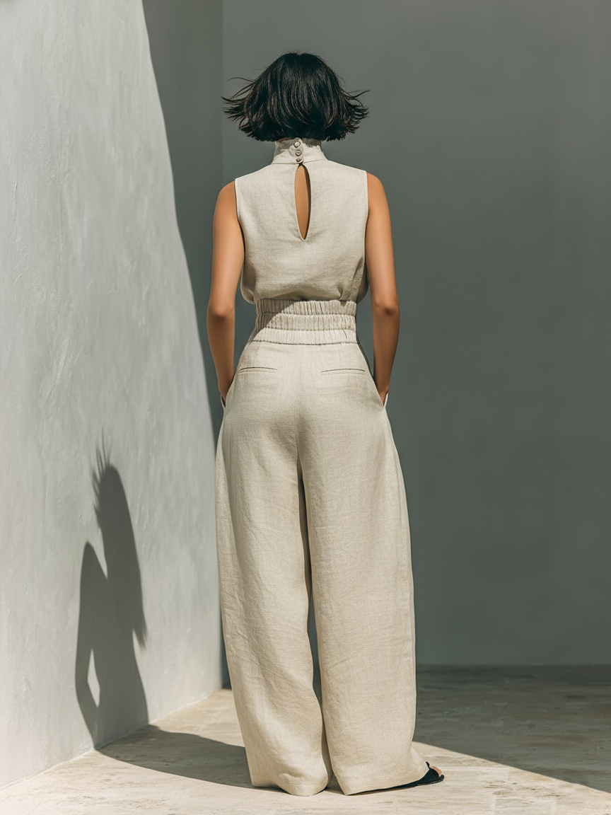 Maria | Ensemble pantalon à jambes larges et haut élégant