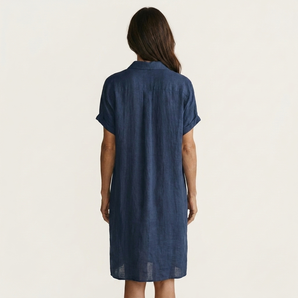 Nidalie | Robe chemise midi à poignets roulés