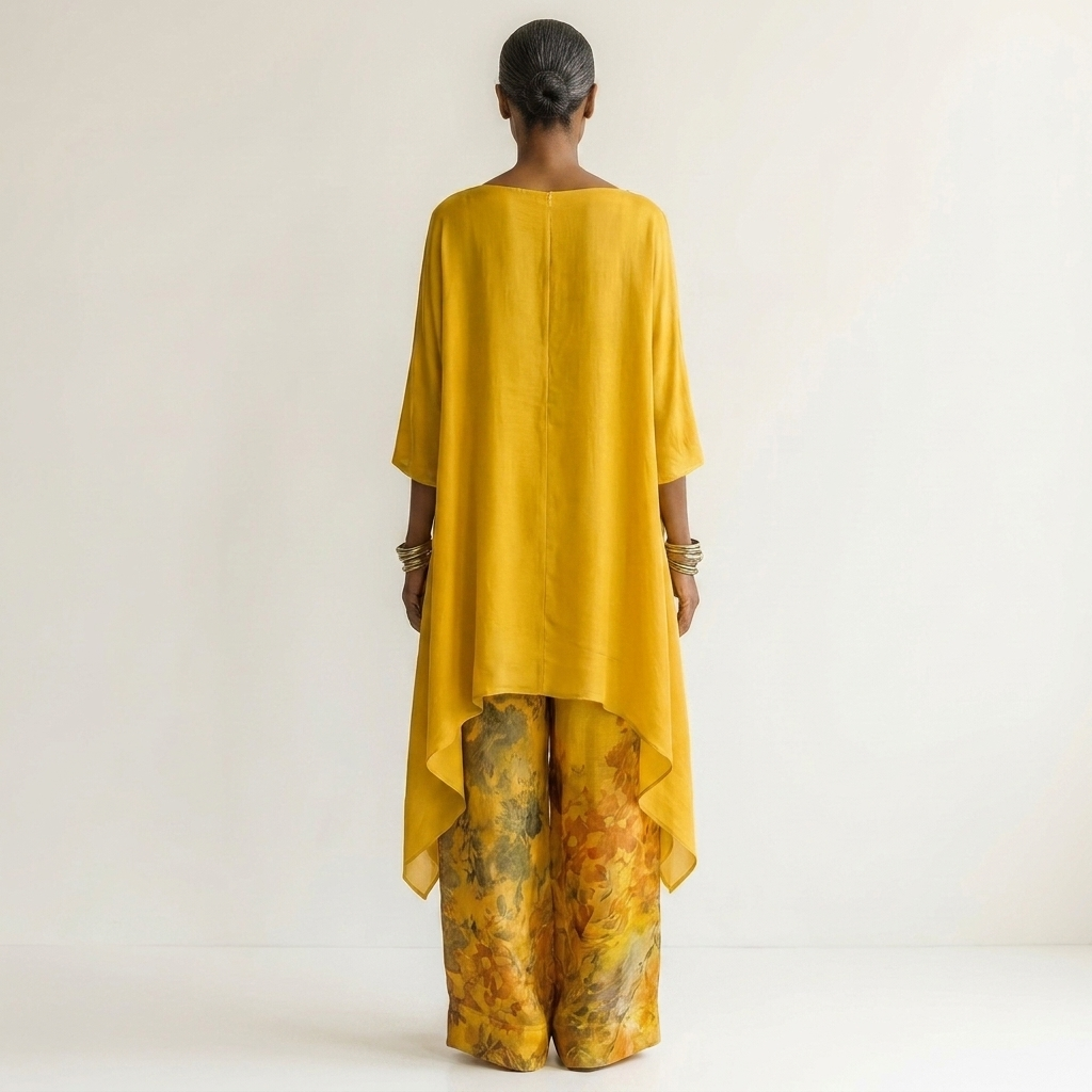 Cariola | Ensemble deux pièces en coton et soie avec tunique asymétrique