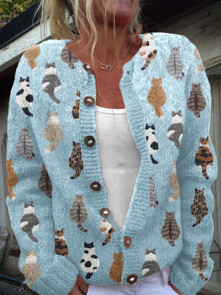 Van Elst Mode | Cardigan à imprimé chats