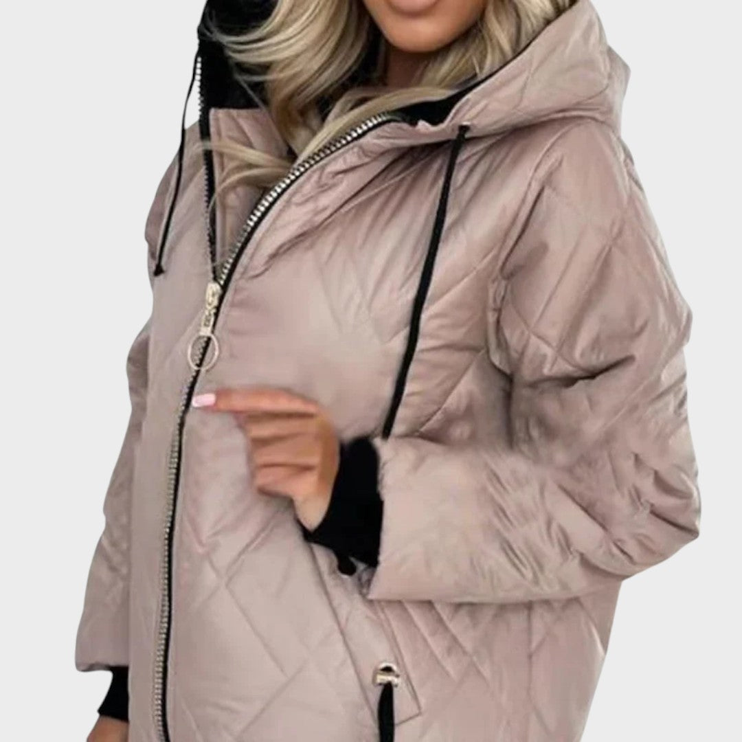 Lucie | Veste matelassée à capuche avec fermeture éclair sur le devant