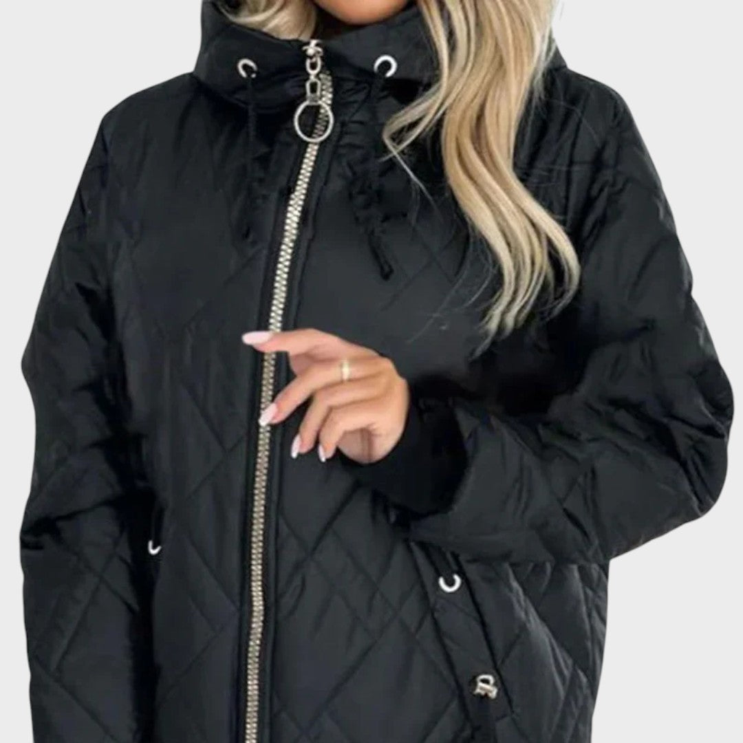 Lucie | Veste matelassée à capuche avec fermeture éclair sur le devant
