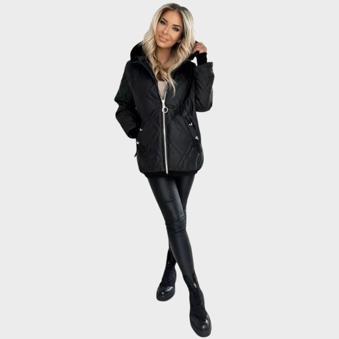 Lucie | Veste matelassée à capuche avec fermeture éclair sur le devant