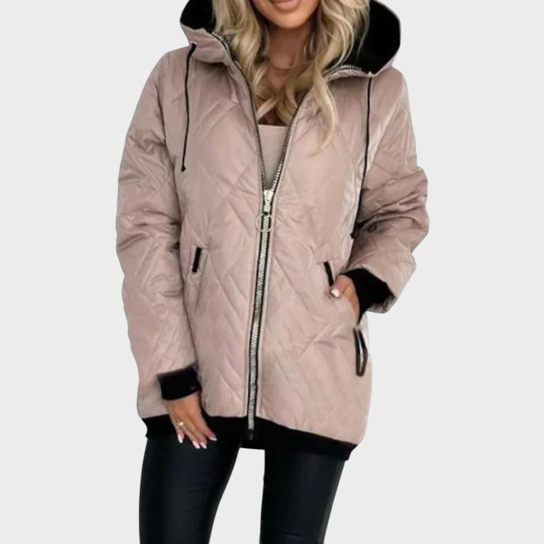Lucie | Veste matelassée à capuche avec fermeture éclair sur le devant