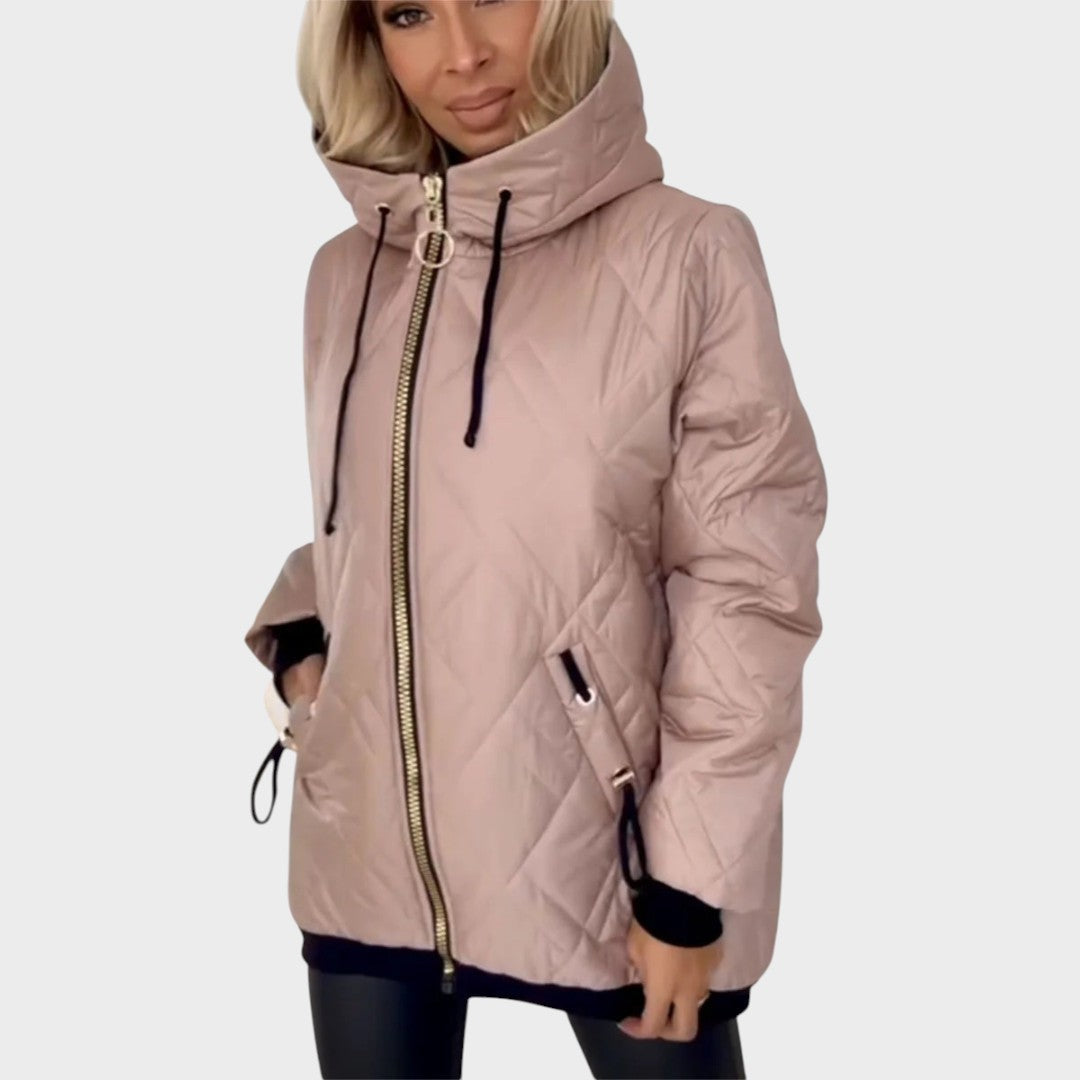 Lucie | Veste matelassée à capuche avec fermeture éclair sur le devant