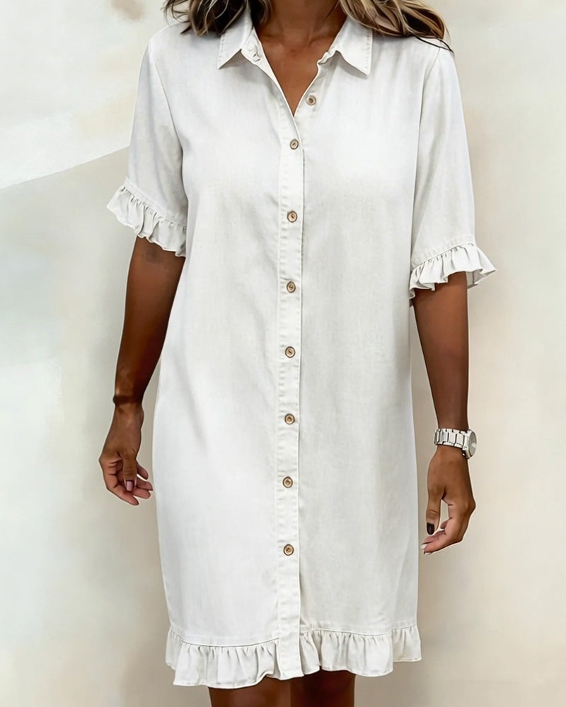 Camilla | Abito in denim comodo con arricciature valorizzanti