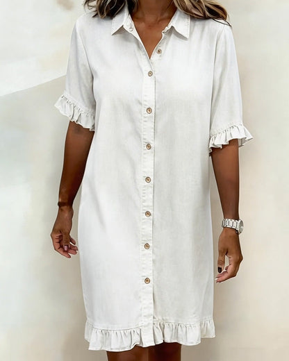 Camilla | Abito in denim comodo con arricciature valorizzanti