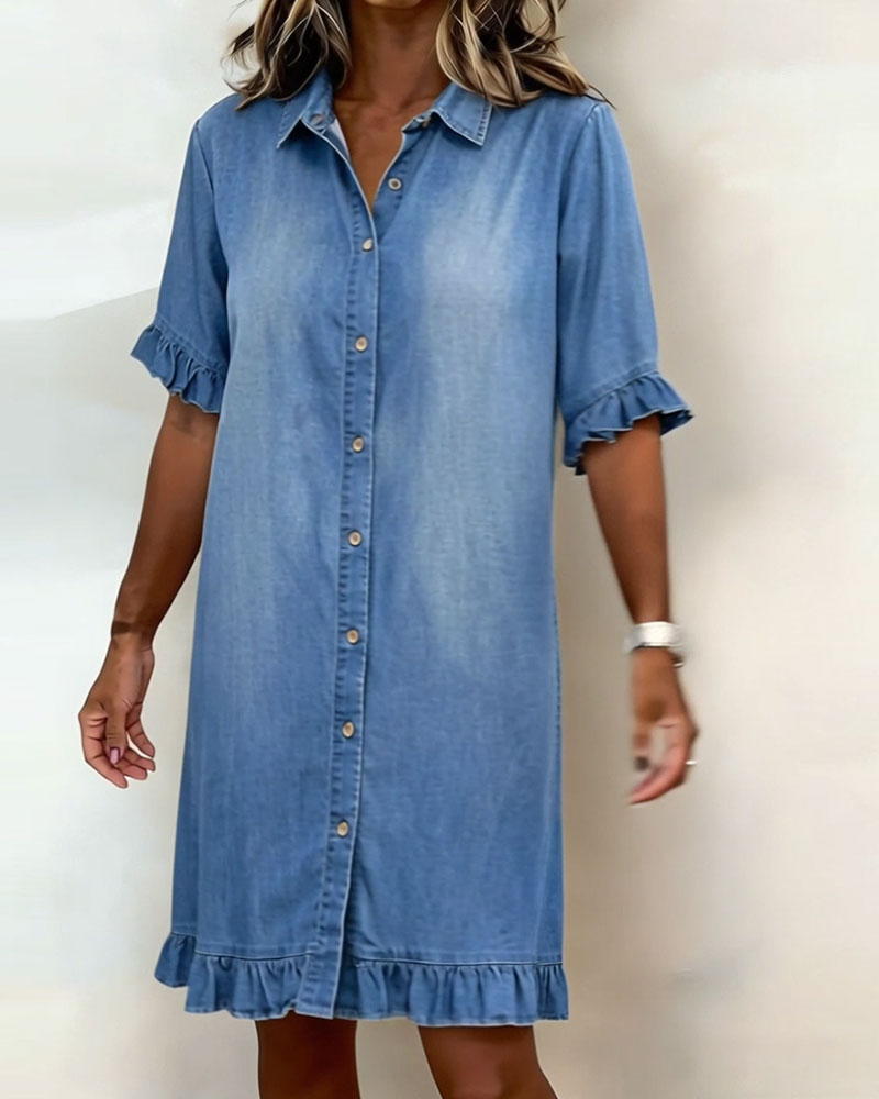 Camilla | Abito in denim comodo con arricciature valorizzanti