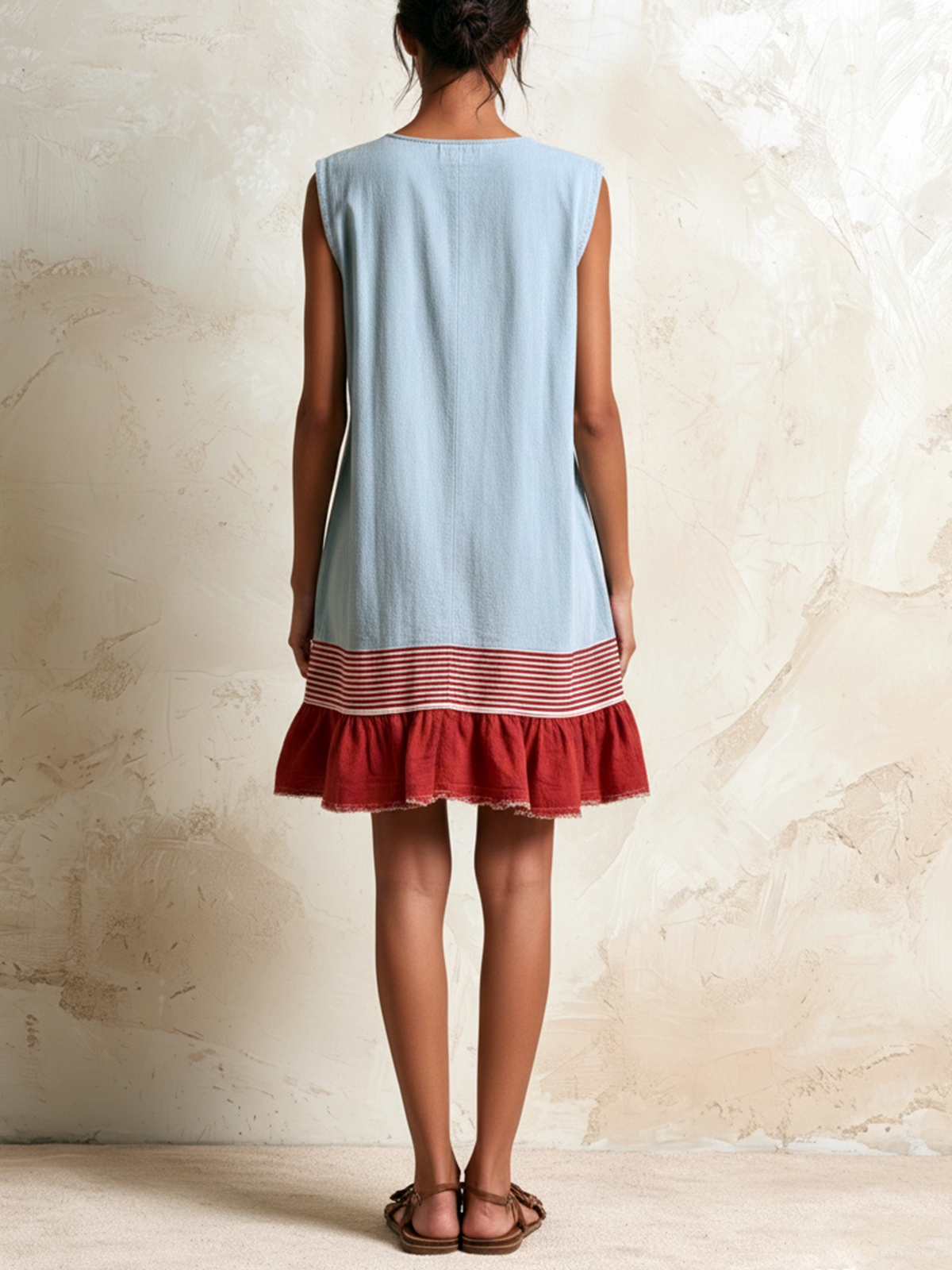 Réjeanne™ | Robe droite sans manches avec ourlet volanté