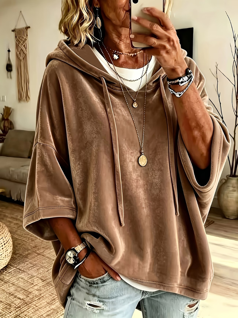 Luana | Sweat à capuche oversize en velours de luxe
