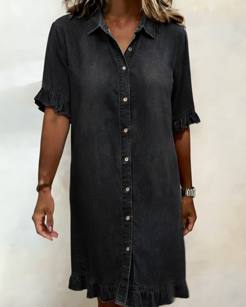 Camilla | Abito in denim comodo con arricciature valorizzanti