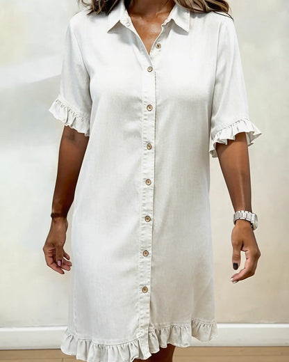 Camilla | Abito in denim comodo con arricciature valorizzanti