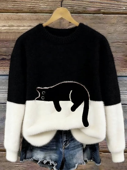 Claudette™ | Pull-over ample à motif chat élégant