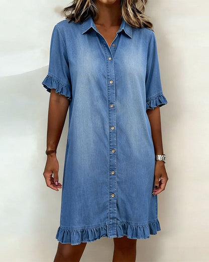 Camilla | Abito in denim comodo con arricciature valorizzanti