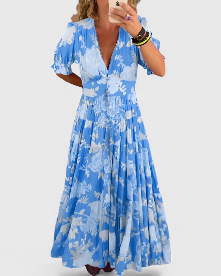 Minelda | Abito elegante a fiori con scollo a V