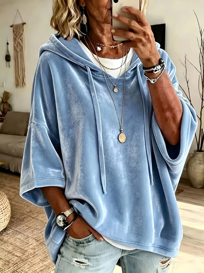 Luana | Sweat à capuche oversize en velours de luxe