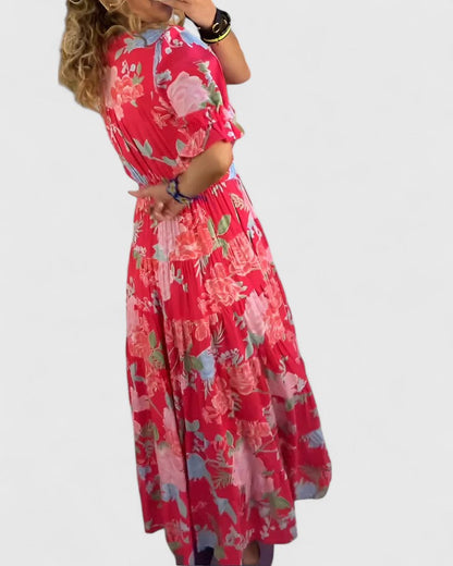 Minelda | Abito elegante a fiori con scollo a V