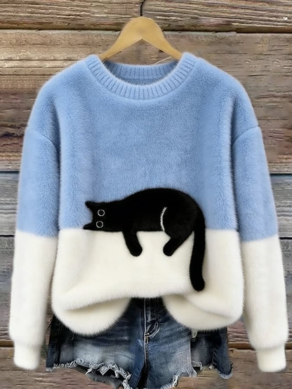 Claudette™ | Pull-over ample à motif chat élégant