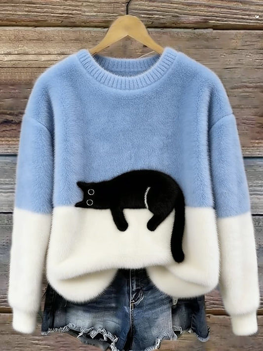 Claudette™ | Pull-over ample à motif chat élégant