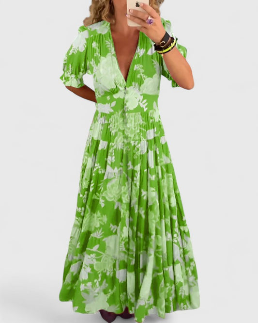 Minelda | Abito elegante a fiori con scollo a V