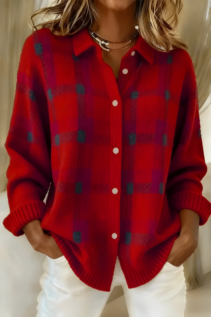 FRANCINE™ | CARDIGAN EN MAILLE À CARREAUX