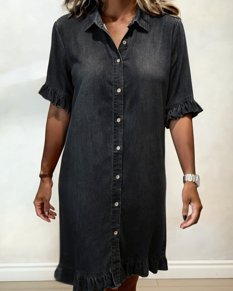 Camilla | Abito in denim comodo con arricciature valorizzanti