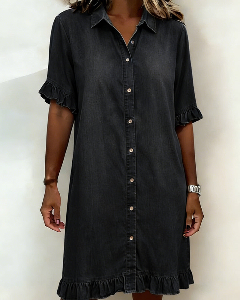 Camilla | Abito in denim comodo con arricciature valorizzanti