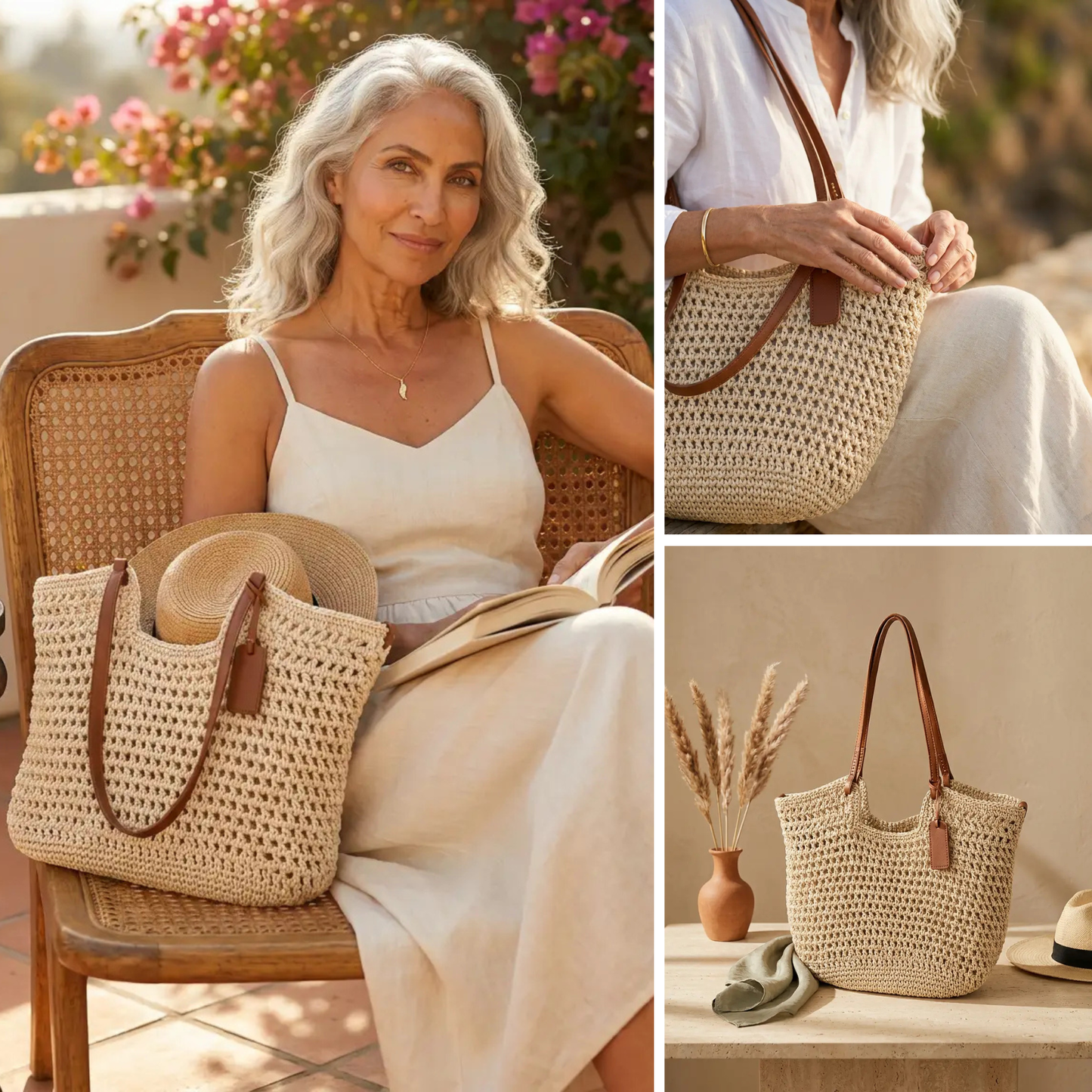 Clare | La borsa tote all'uncinetto tessuta a mano