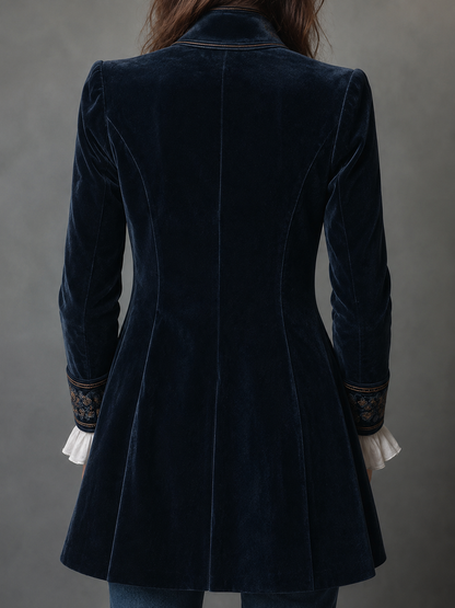Erica | Veste longue en velours brodé