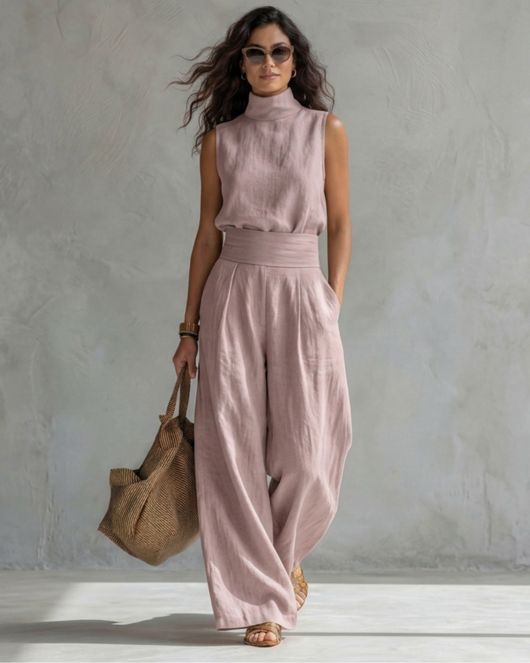 Maria | Ensemble pantalon à jambes larges et haut élégant