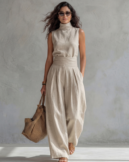 Maria | Ensemble pantalon à jambes larges et haut élégant