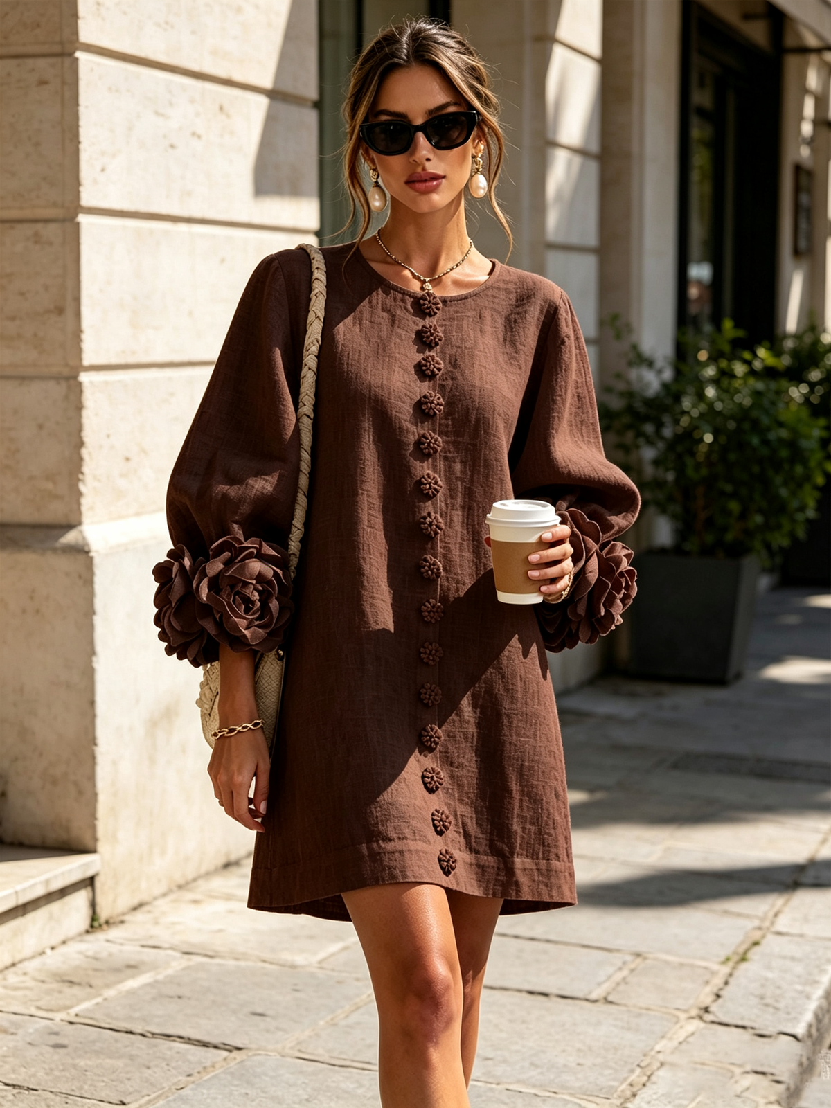 Celine - Robe chemise mini à boutons