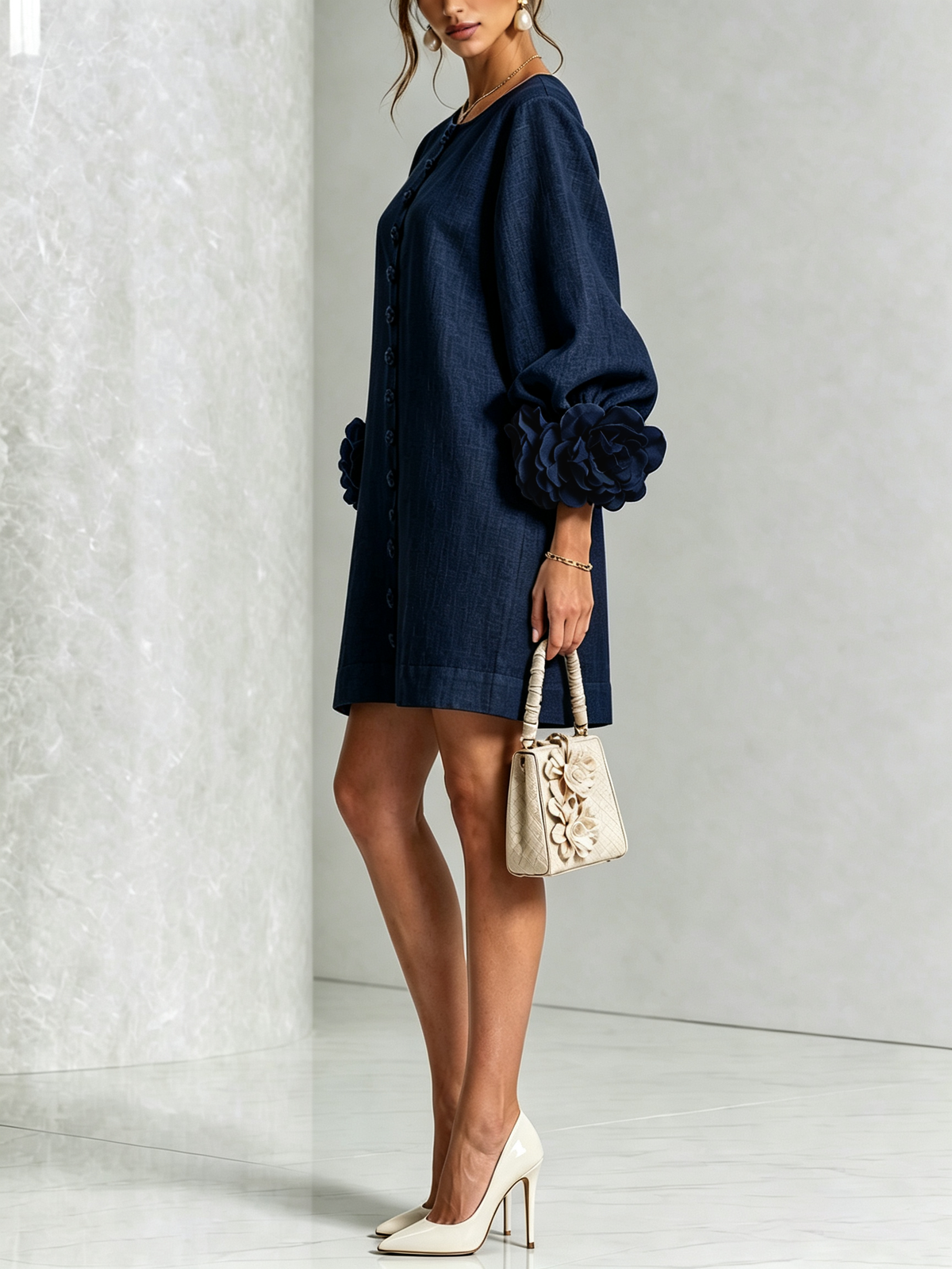 Celine - Robe chemise mini à boutons