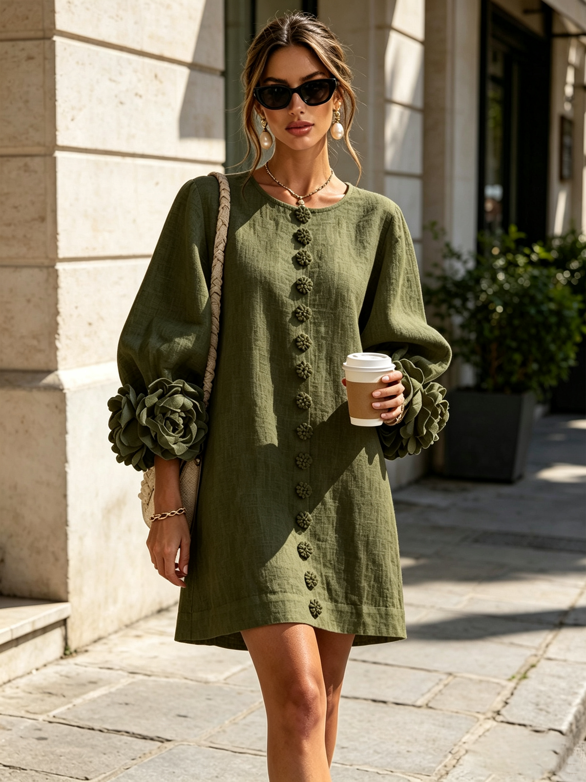 Celine - Robe chemise mini à boutons