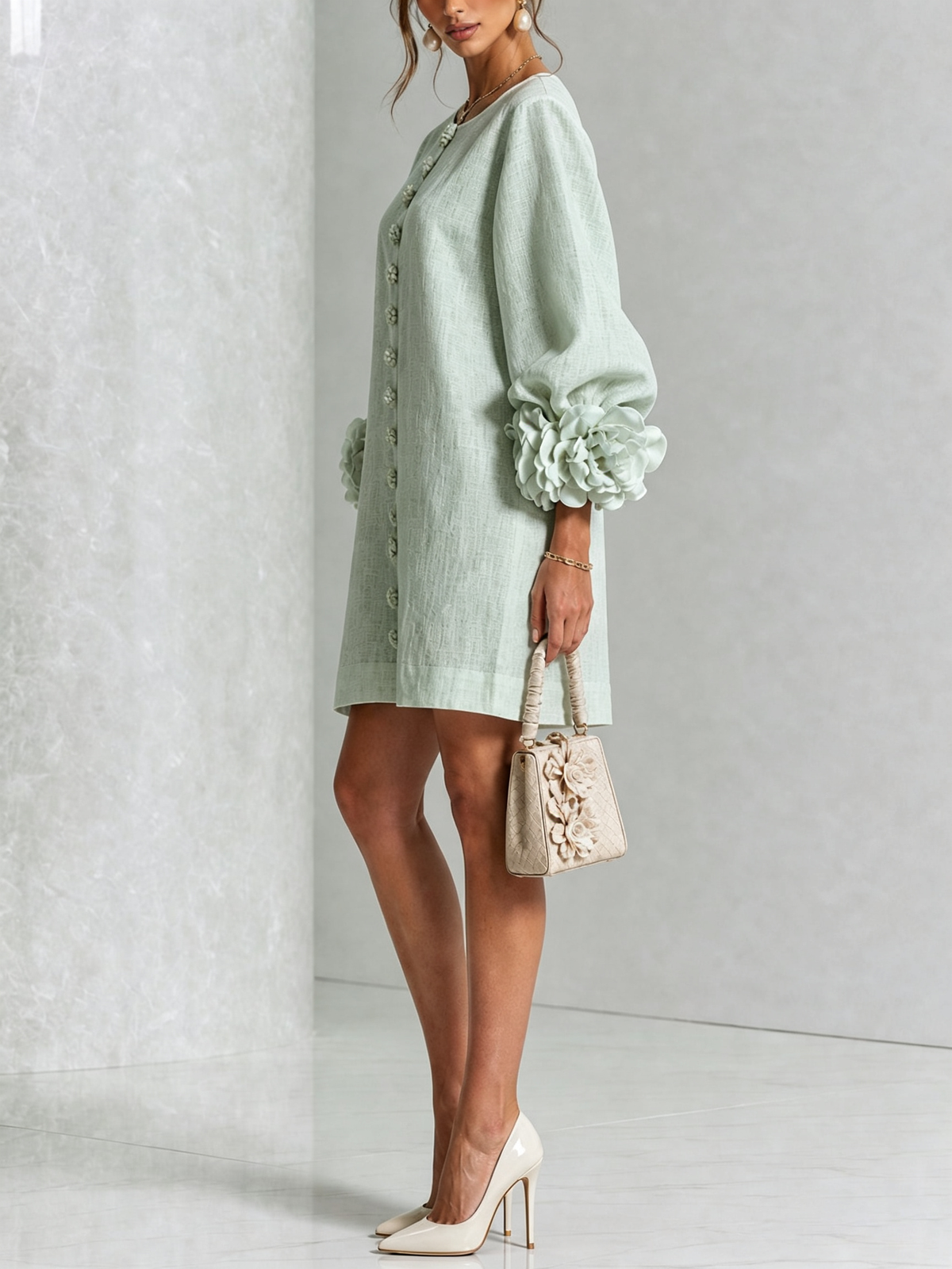 Celine - Robe chemise mini à boutons