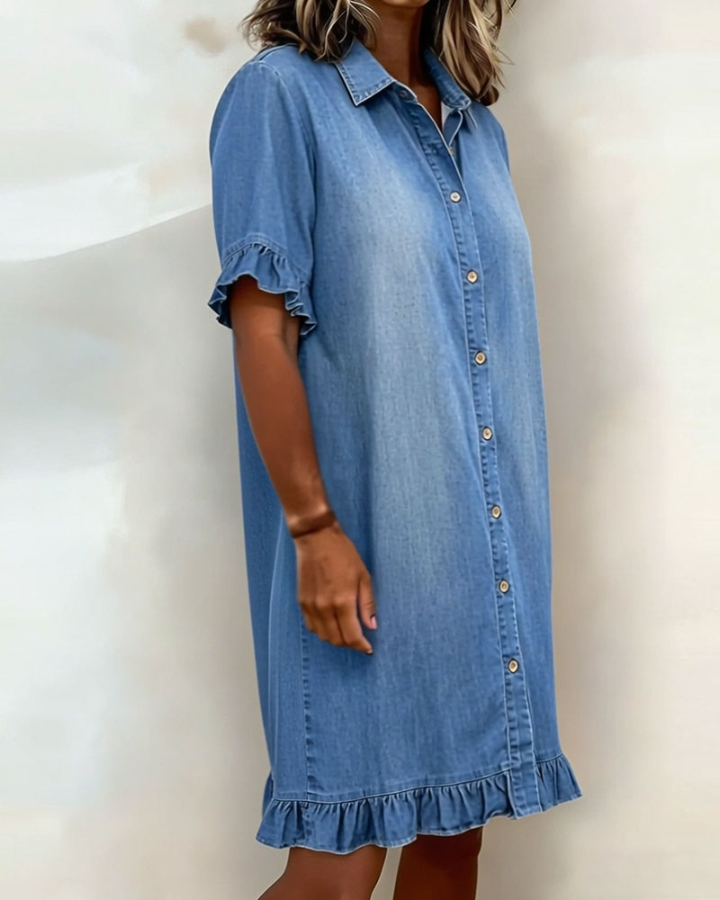 Camilla | Abito in denim comodo con arricciature valorizzanti