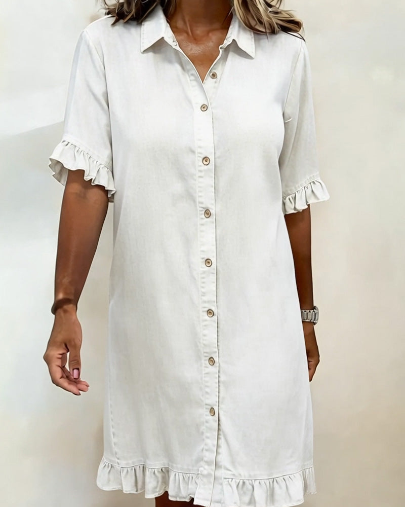 Camilla | Abito in denim comodo con arricciature valorizzanti