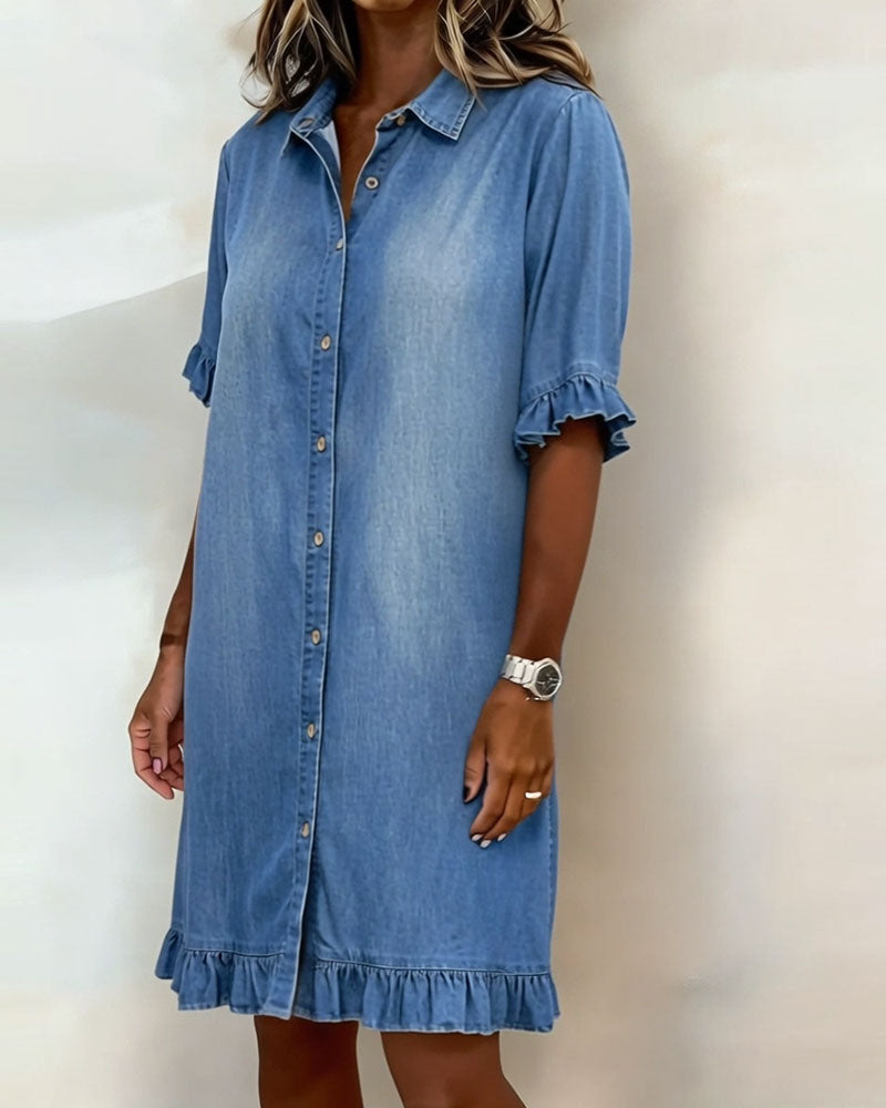 Camilla | Abito in denim comodo con arricciature valorizzanti