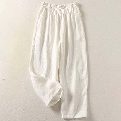 Susanna | Pantaloni in lino da donna larghi con elastico in vita