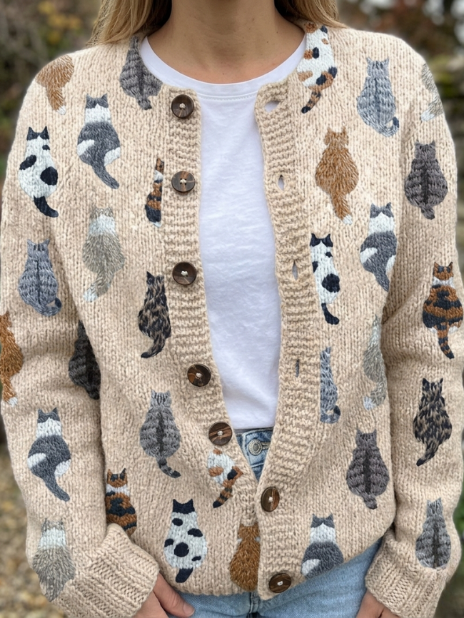 Van Elst Mode | Cardigan à imprimé chats