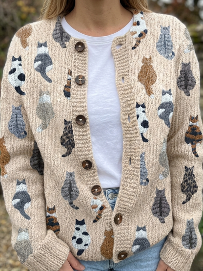 Van Elst Mode | Cardigan à imprimé chats