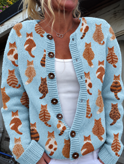 Belle Québec | Cardigan à Imprimé Chats Roux