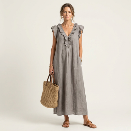 Josette | Robe maxi à col en V et volants