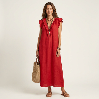 Josette | Robe maxi à col en V et volants