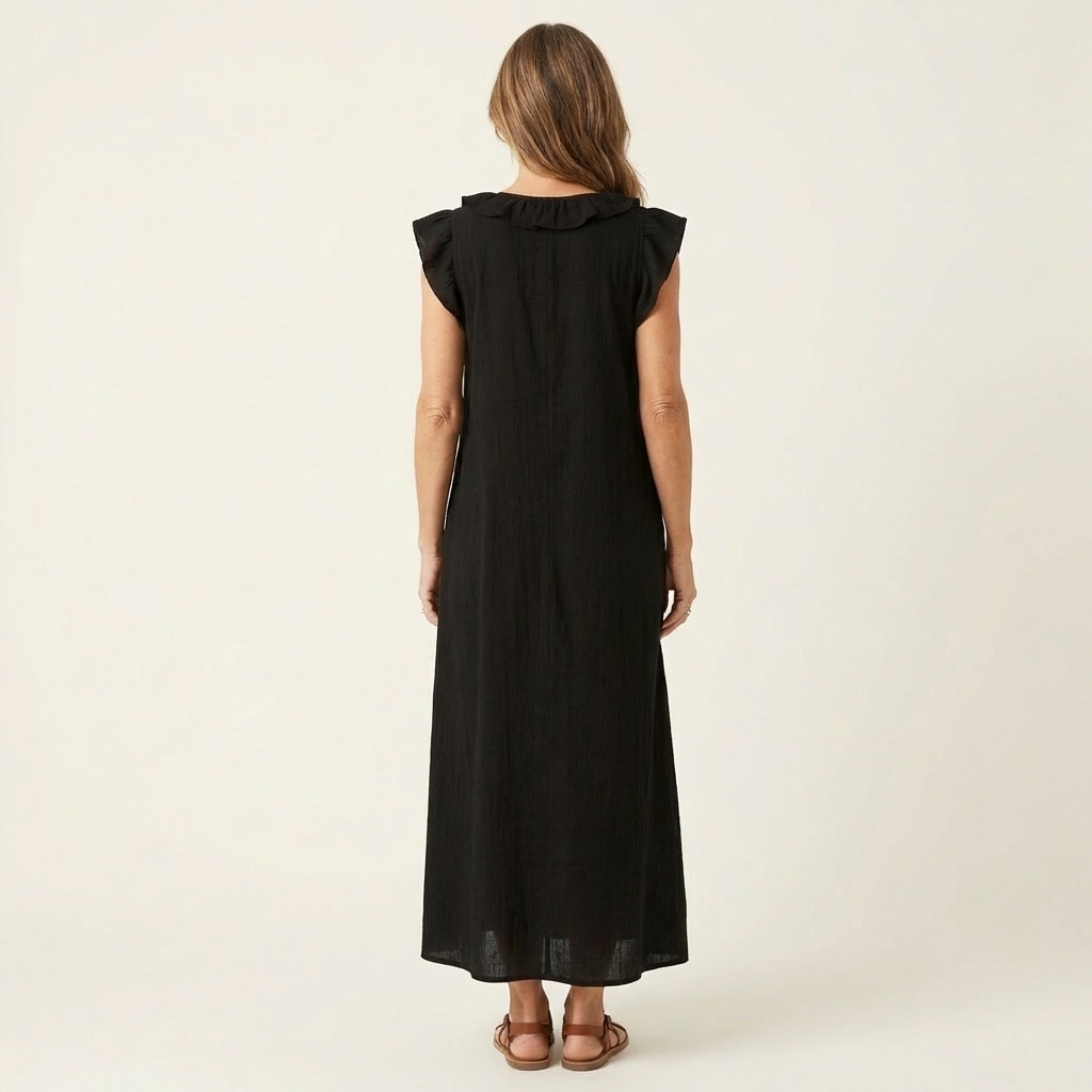 Josette | Robe maxi à col en V et volants