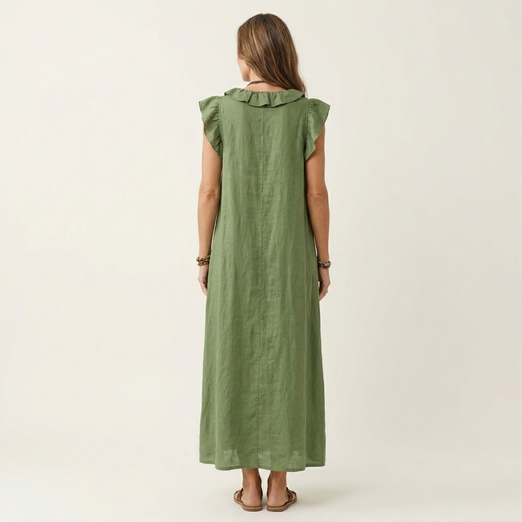 Josette | Robe maxi à col en V et volants