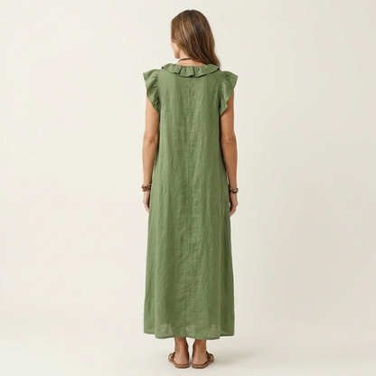 Josette | Robe maxi à col en V et volants