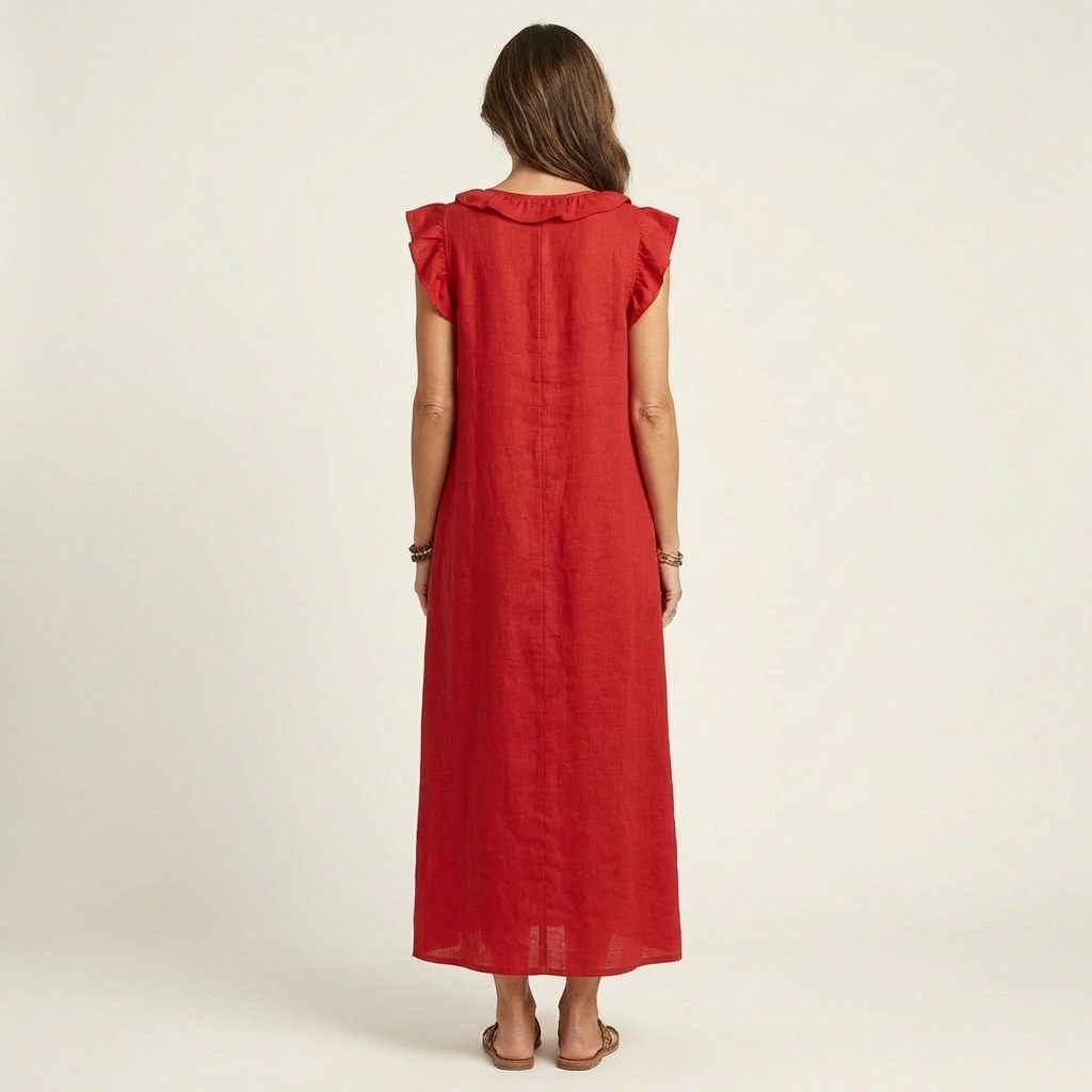 Josette | Robe maxi à col en V et volants