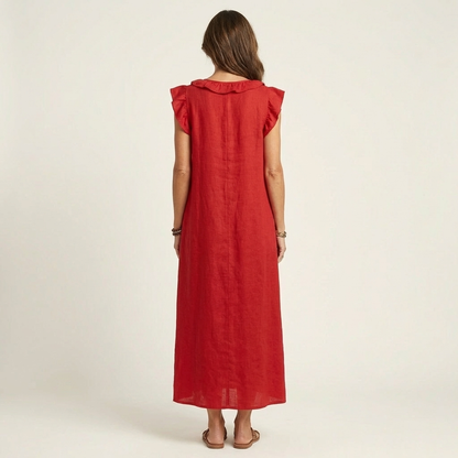 Josette | Robe maxi à col en V et volants
