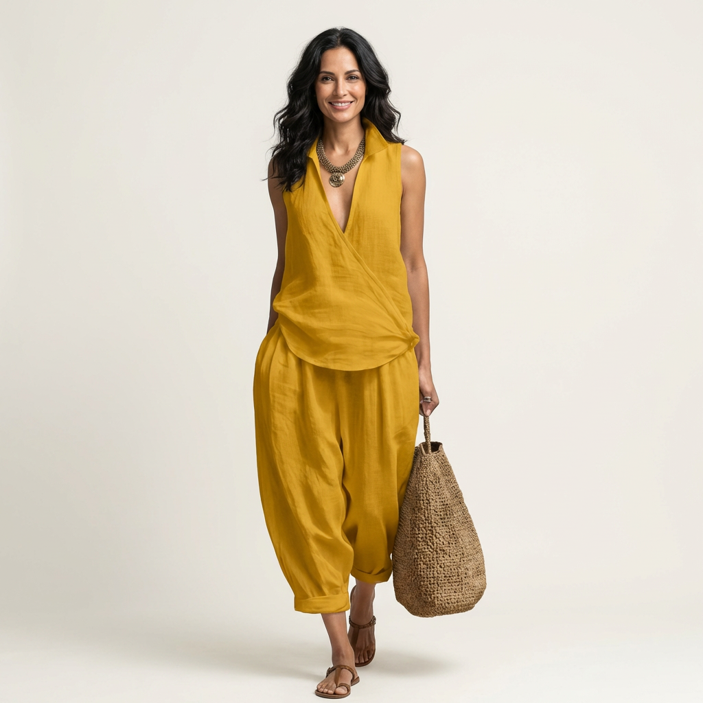 Twiila | Haut à nouer et pantalon à jambes larges